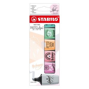 Surligneur stabilo pastellove mini boss couleurs pastels assorties – etui de 6