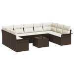 Ensemble de Canapé de Jardin 9 Pièces avec Coussins Gris Rotin Synthétique