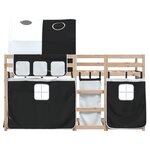 vidaXL Lit superposé avec rideaux blanc/noir 75x190 cm bois pin massif