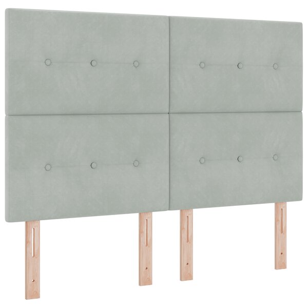 Tête de lit en velours gris clair capitonnée 160 cm