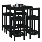 vidaXL Ensemble de bar 5 Pièces Noir Bois de pin massif