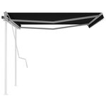 vidaXL Auvent manuel rétractable avec poteaux 4x3 5 m Anthracite