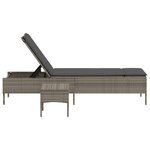 vidaXL Chaise longue avec table et coussin gris résine tressée
