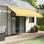 vidaXL Tissu de remplacement de cantonnière d’auvent jaune blanc 4 m