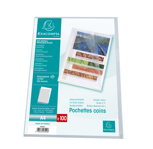 Sachet 100 Pochettes Polypropylène Grainé 12/100e - A4 - Cristal - X 10 - Exacompta