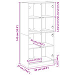 vidaXL Buffet haut avec portes noir 68x37x142 cm bois d'ingénierie