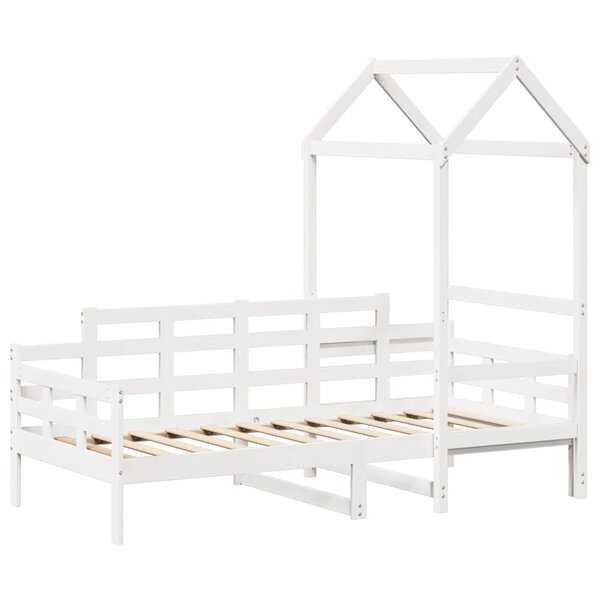vidaXL Lit de jour avec toit blanc 90x190 cm bois de pin massif