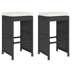 vidaXL Tabourets de bar jardin coussins lot de 2 noir résine tressée