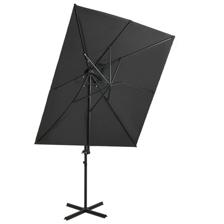 vidaXL Parasol déporté à double toit Anthracite 250x250 cm