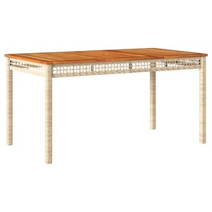 vidaXL Table de jardin beige 140x80x75 cm résine tressée et acacia