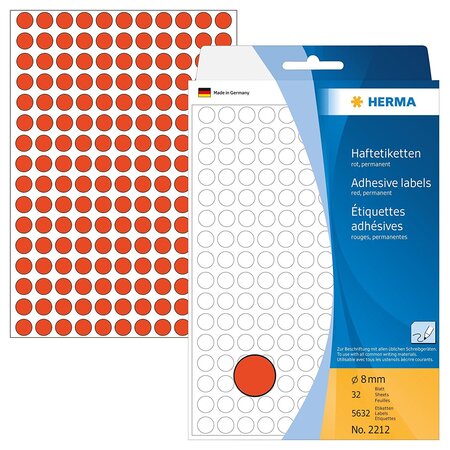 Etui de 5632 étiquettes multi-usage diam 8 mm Rouge HERMA