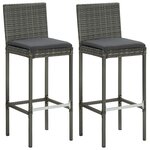 vidaXL Ensemble de bar de jardin 3 Pièces et coussins Résine tressée Gris