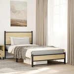 vidaXL Cadre de lit en métal sans matelas chêne sonoma 107x203 cm