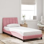 vidaXL Cadre de lit avec lumières LED rose 90x190 cm velours