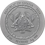 Pièce de monnaie en Argent 10 Cedis g 62.2 (2 oz) Millésime 2024 Rock Cut Monuments RUSHMORE