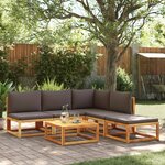 vidaXL Salon de jardin avec coussins 6 Pièces bois d'acacia solide