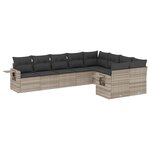 vidaXL Salon de jardin 9 Pièces avec coussins gris clair résine tressée