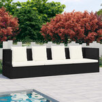 vidaXL Lit de jardin avec coussin et oreillers Résine tressée Noir