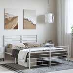 vidaXL Cadre de lit métal sans matelas et pied de lit blanc 150x200 cm