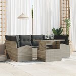 vidaXL Canapé de jardin 7 pièces avec coussins en rotin synthétique gris clair