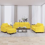 vidaXL Ensemble de canapés 4 Pièces avec coussins Jaune clair Tissu