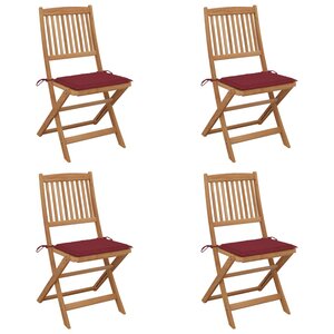 vidaXL Chaises pliables de jardin lot de 4 avec coussins Bois d'acacia