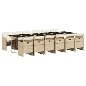 vidaXL Ensemble à manger de jardin et coussins 13 Pièces beige