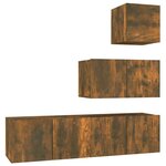 vidaXL Ensemble de meubles TV 4 Pièces Chêne fumé Bois d'ingénierie