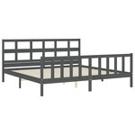 vidaXL Cadre de lit avec tête de lit gris 200x200 cm bois massif