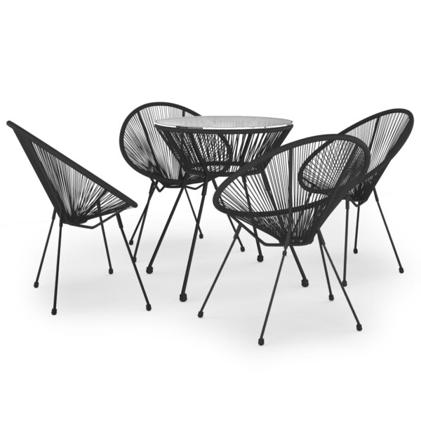 vidaXL Ensemble à manger de jardin 5 Pièces Noir