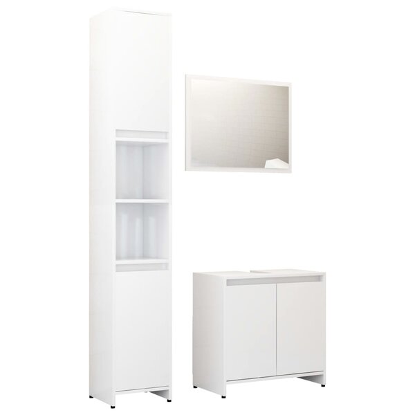 vidaXL Ensemble de meubles de bain 3Pièces Blanc brillant Bois ingénierie