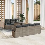 vidaXL Ensemble de Canapés de Jardin 8 Pièces avec Coussins en Rotin Poly Gris