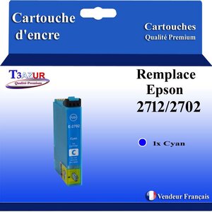 T3AZUR - Cartouche Compatible pour Epson WF-7720DTWF T2712 / T2702 (27XL) Cyan