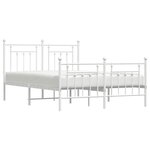 vidaXL Cadre de lit métal avec tête de lit/pied de lit blanc 140x190cm