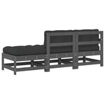 vidaXL Salon de jardin 3 Pièces avec coussins gris bois massif