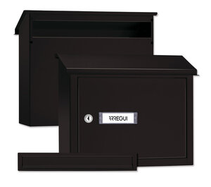 Pack Bouche d'entrée + Boîte aux lettre en acier V4084 Fente 32 5 x 3 cm Noir