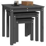 vidaXL Tables gigognes 3 Pièces Gris Bois de pin massif