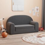 vidaXL Canapé-lit pour enfants 2 places anthracite peluche douce