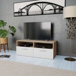 vidaXL Meuble TV Bois d’ingénierie 95x35x36 cm Chêne et blanc