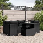 vidaXL Salon de jardin 7 Pièces avec coussins noir résine tressée