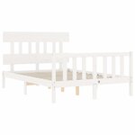 vidaXL Cadre de lit avec tête de lit blanc 140x200 cm bois massif