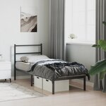 vidaXL Cadre de lit métal sans matelas avec tête de lit noir 75x190 cm