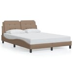 vidaXL Cadre de lit avec lumières LED cappuccino 140x200 cm similicuir