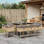 vidaXL Ensemble à manger de jardin et coussins 11 Pièces mélange beige