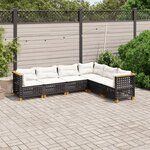 vidaXL Salon de jardin 6 Pièces avec coussins noir résine tressée