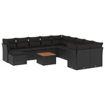 vidaXL Salon de jardin 12 Pièces avec coussins noir résine tressée