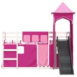 vidaXL Lit superposé avec toboggan et rideaux rose 90x190 cm