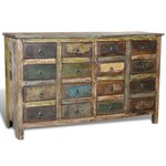 vidaXL Armoire avec 16 tiroirs en style antique Bois massif recyclé