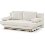 Banquette convertible 3 places TEIJO - Tissu bouclette beige - Coffre de rangement - 187 x 91x 82 cm
