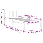 vidaXL Cadre de lit sans matelas cire marron 100x200cm bois pin massif